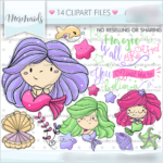 Kit Digital Sereias Clipart