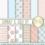 Kit Digital Papeis Madeira Shabby Ouro