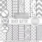 Kit Digital Papeis Prata Glitter