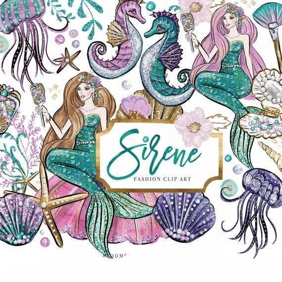 Sirene Clipart Kit Digital Sereias Clipart - Imagem 1