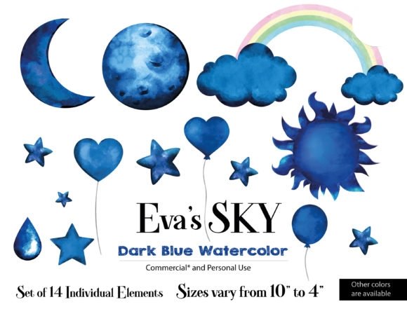 Sky Cloud Navy Balloon Kit Digital Balão Lua Nuvem do Céu Marinho - Imagem 1