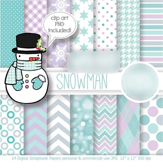Snowman Kit Digital Papeis Boneco de Neve - Imagem 1