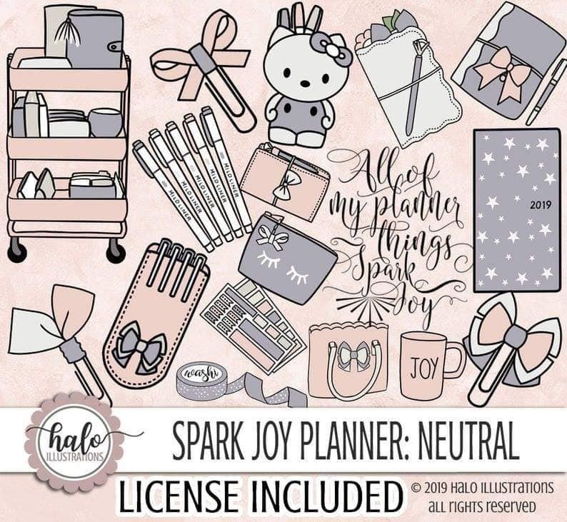 Spark Joy Planner Neutral-Halo Arquivo Kit Digital Acessórios Neutos Menina - Imagem 1