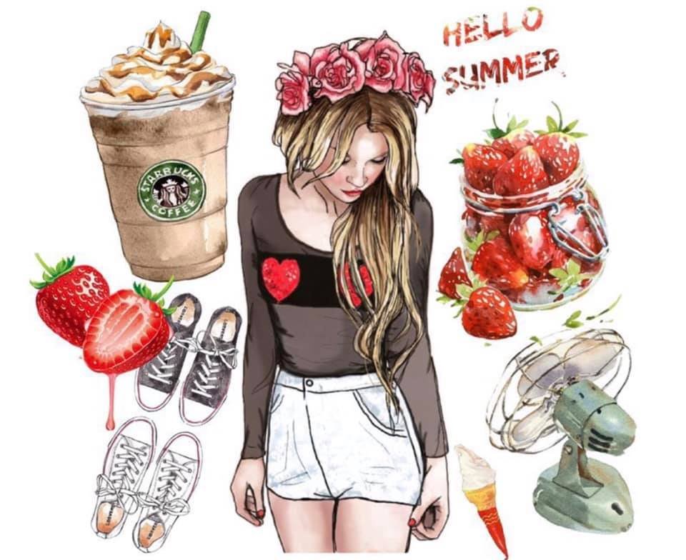 Strawberry Summer Kit Digital Verão Morango - Imagem 1
