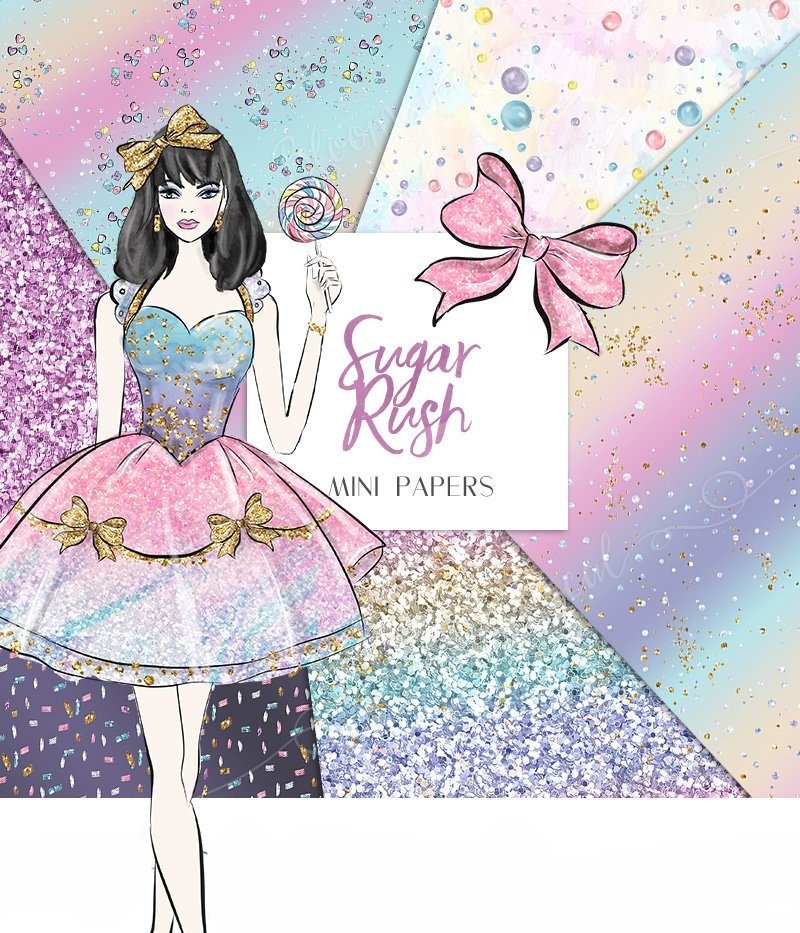 Sugar_Rush_Mini_Paper Kit Digital Papeis Mini Doces - Imagem 1