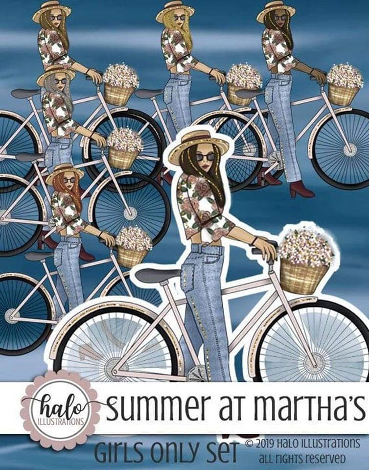 Summer At Martha_s Girls Only-Halo Arquivo Kit Digital Garotas de Bicicleta - Imagem 1