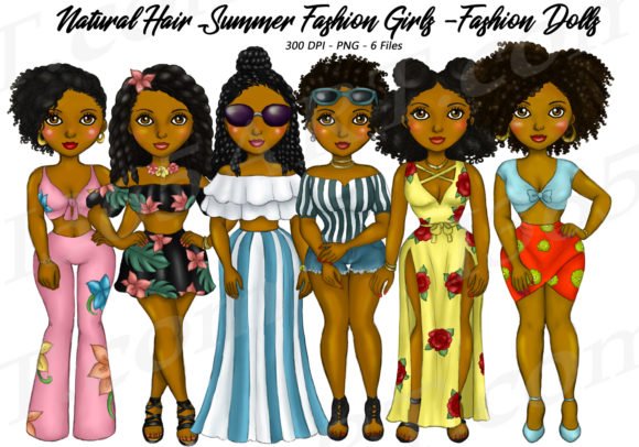 Summer-Fashion-Girls-AA-Clipart-by-Deanna-McRae Arquivo Kit Digital Mulheres Negras Estilosas 3 (cópia) - Imagem 1