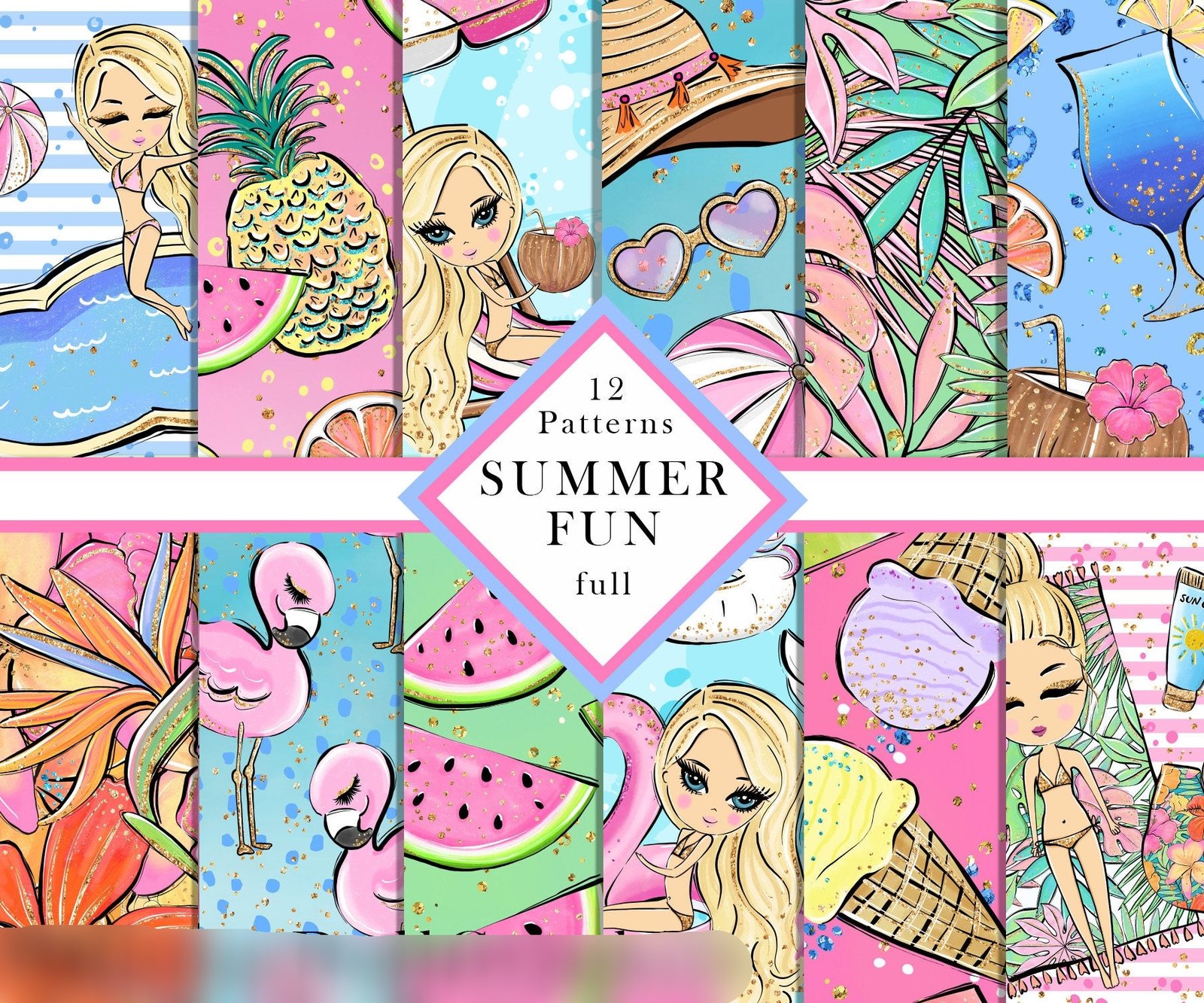 Summer Fun Paper 1 Arquivo Kit Digital Praia - Imagem 1