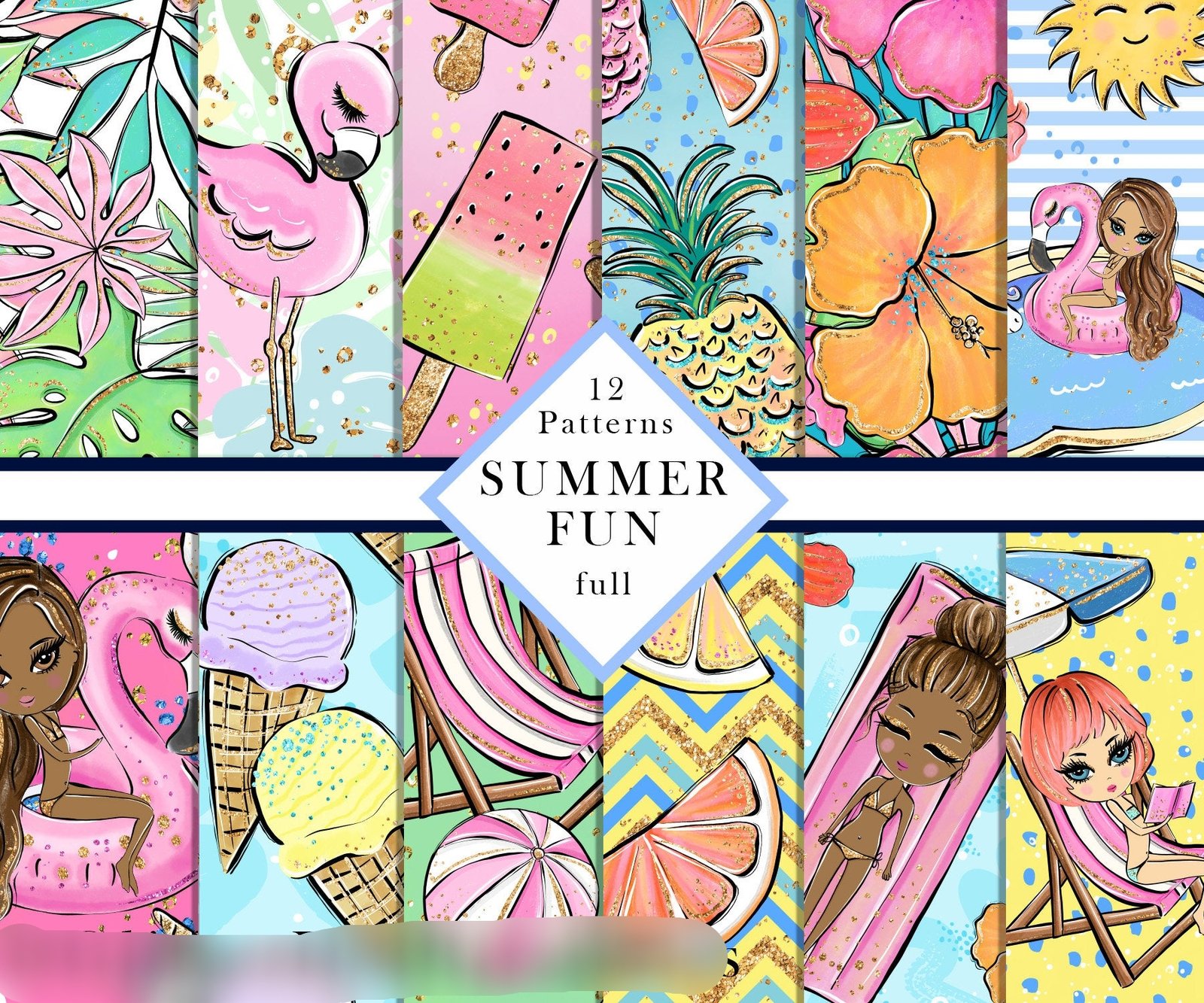Summer Fun Paper 2 Arquivo Kit Digital Praia - Piscina - Imagem 1