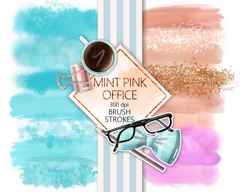 SummerOfficeBrushes Arquivo Kit Digital Pinceladas em Aquarela - Imagem 1