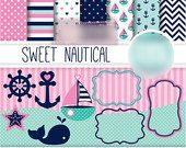 SweetNautical Kit Digital Papeis Doce Nautica - Imagem 1