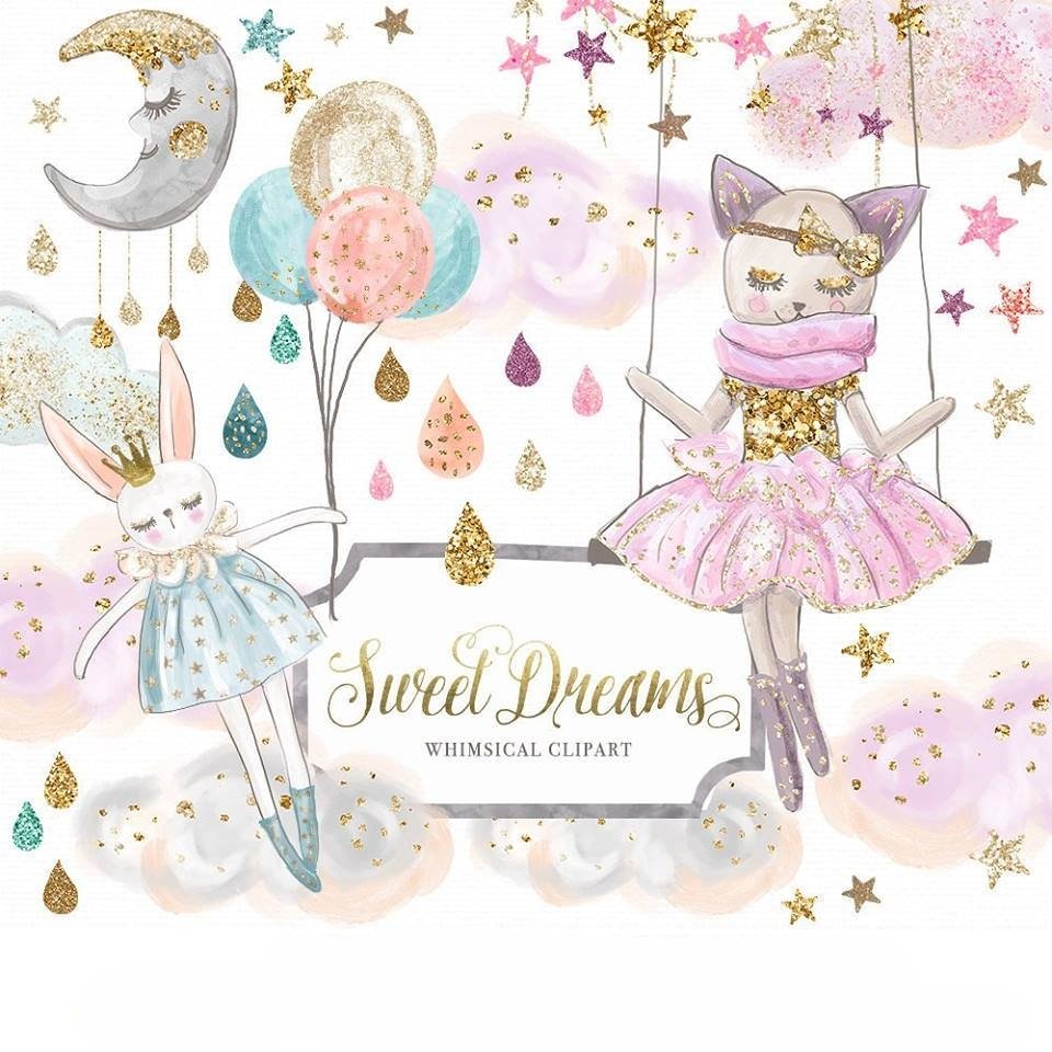Sweet_Dreams_Clip_art Kit Digital Doce Romance Clipart - Imagem 1