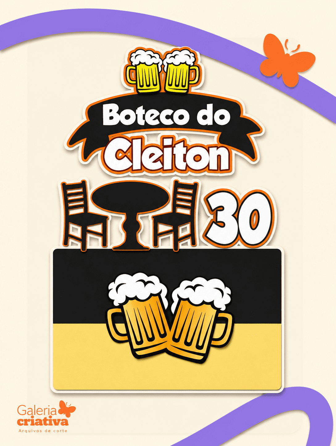 TOPO BOTECO 07 - PAPEL COM AMOR Arquivo Topo de Bolo BOTECO 07 - Imagem 1