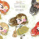Arquivo Kit Digital TROPICAL MENINAS AQUARELA