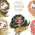 Arquivo Kit Digital TROPICAL MENINAS AQUARELA 2
