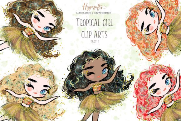 TROPICAL MENINAS AQUARELA 2 Arquivo Kit Digital TROPICAL MENINAS AQUARELA 2 - Imagem 1