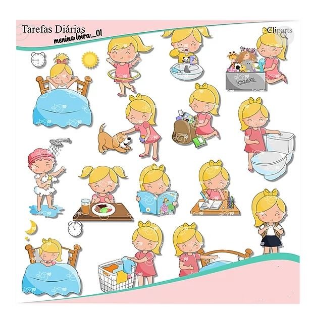 Tarefas Diarias Menina Loira 01 Kit Digital Tarefas Diárias Menina Loira 1 - Imagem 1