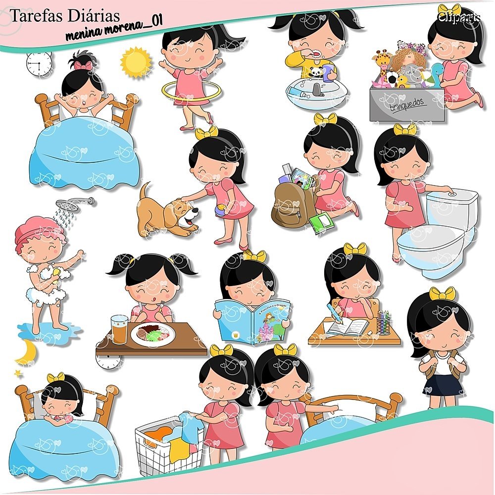Tarefas Diarias Meninas Morenas Kit Digital Tarefas Diárias Meninas Morena - Imagem 1