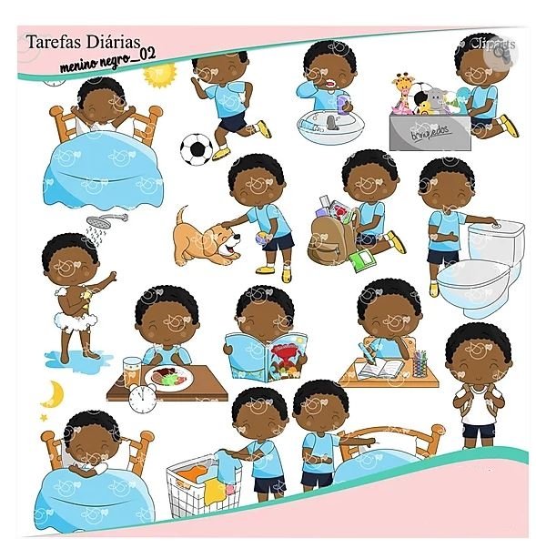 Tarefas Diarias Menino Negro Kit Digital Tarefas Diárias Menino Negro - Imagem 1