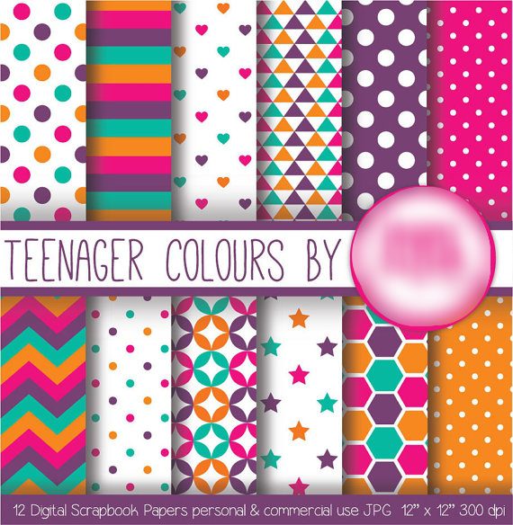Teenager Colours Kit Digital Papeis Cores Adolescente - Imagem 1