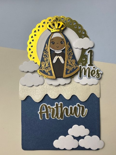 Topo Aparecida em Camadas Arquivo Topo de Bolo Nossa Senhora Aparecida - Imagem 1