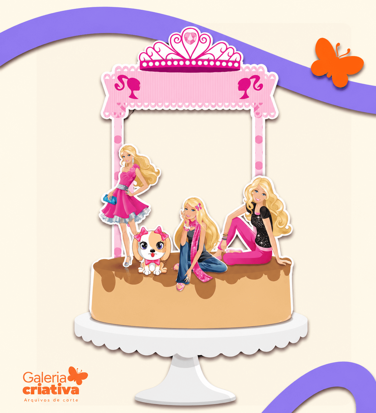 Topo Barbie Faixa Arquivo Topo de Bolo Barbie Faixa - Imagem 1