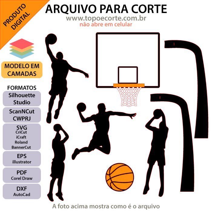 Topo Basquete 02 Arquivo Topo de Bolo Basquete com reide - Imagem 1