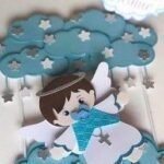 Arquivo Topo de Bolo  Batizado Menino Nuvens