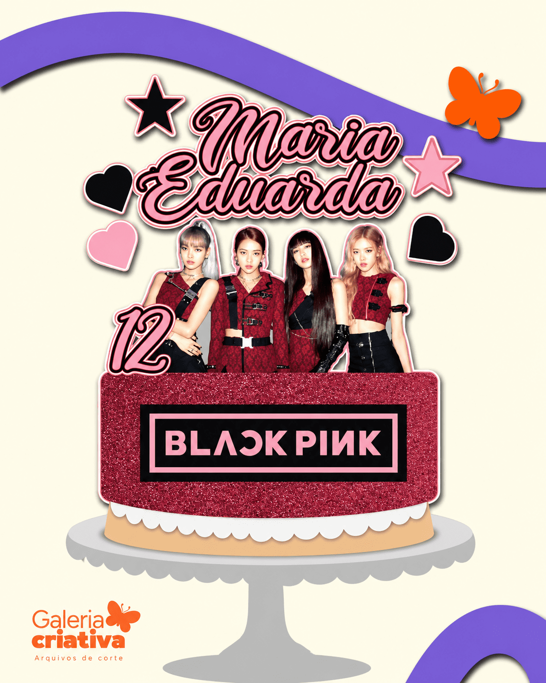 Topo de Bolo Black Pink Arquivo Topo de Bolo Black Pink - Imagem 1