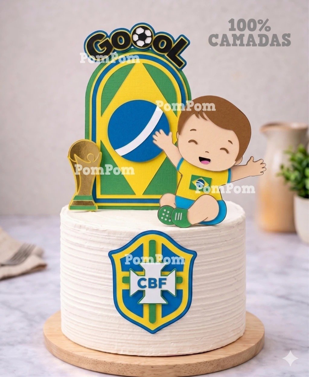 Topo de Bolo Futebol Brasil 01 Arquivo Topo de Bolo Copa do Mundo Brasil - Imagem 1