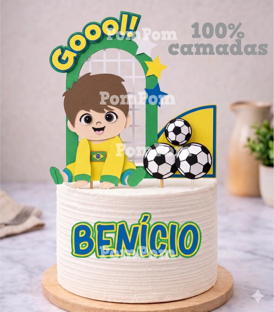 Topo de Bolo Futebol Brasil Arquivo Topo de Bolo Copa do Mundo Brasil Menino - Imagem 1