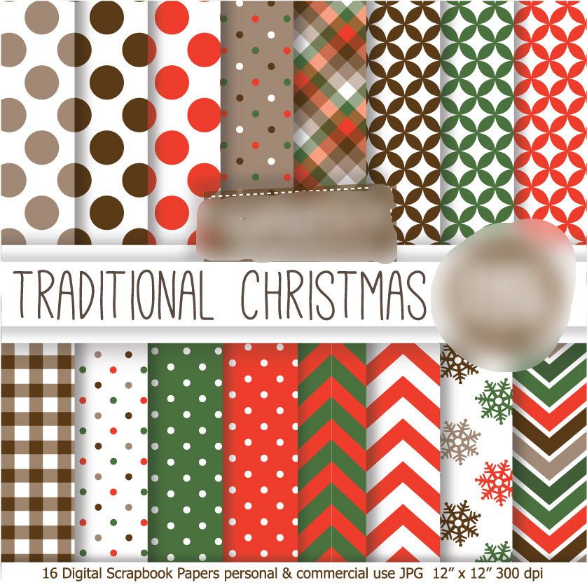 Traditional Christmas Kit Digital Papeis Natal Tradicional - Imagem 1
