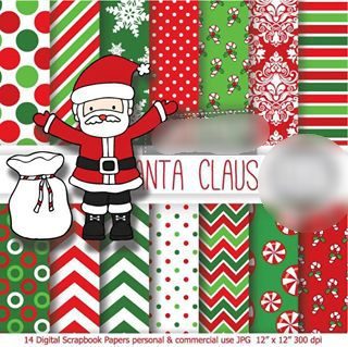 Traditional Santa Claus Kit Digital Papeis Natal - Imagem 1