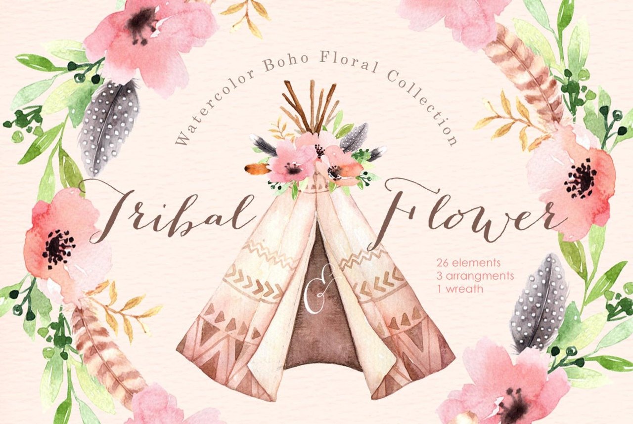 Tribal Flower Kit Digital Flor Tribal - Imagem 1