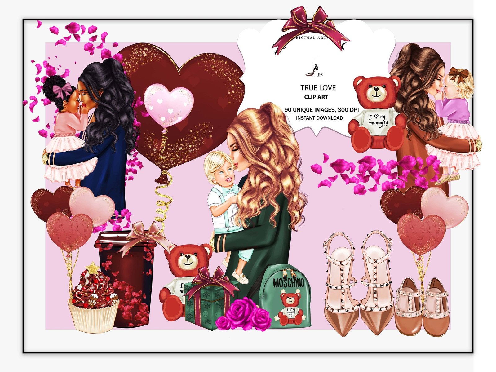 True Love Clipart Kit Digital Amor Verdadeiro - Imagem 1