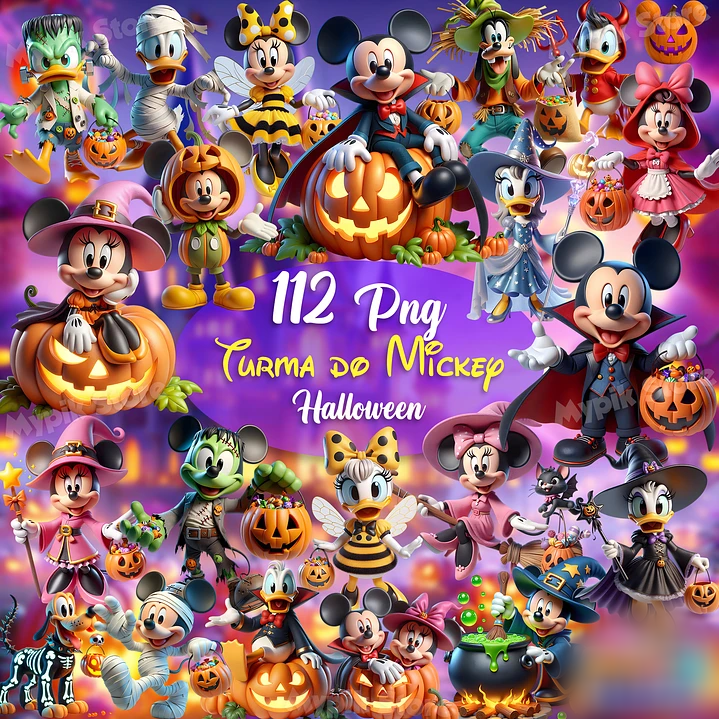 Turma do Mickey Halloween Vol 2 Kit Digital Papeis Turma do Mickey Helloween 2 - Imagem 1