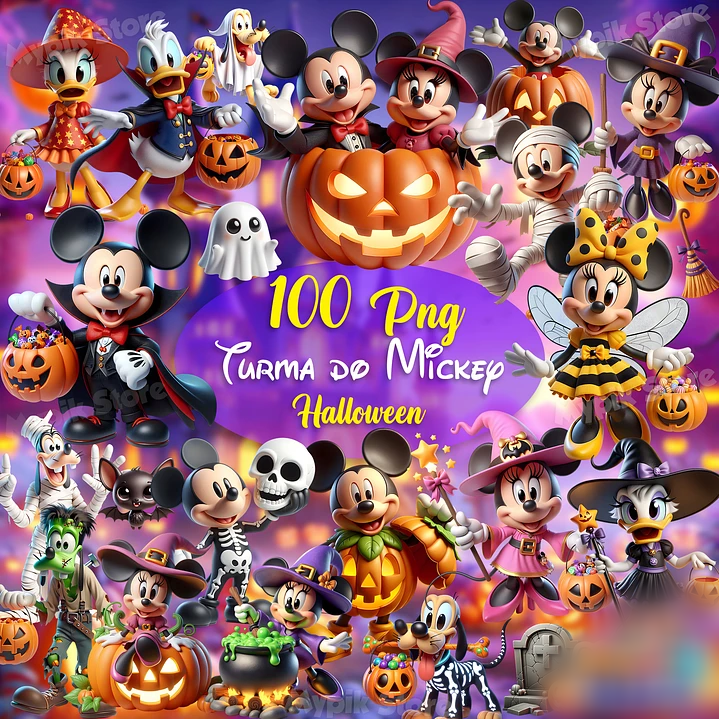 Turma do Mickey Halloween.1 Kit Digital Papeis Turma do Mickey Helloween - Imagem 1
