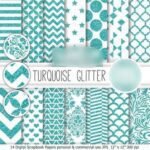 Kit Digital Papeis Turquesa Glitter