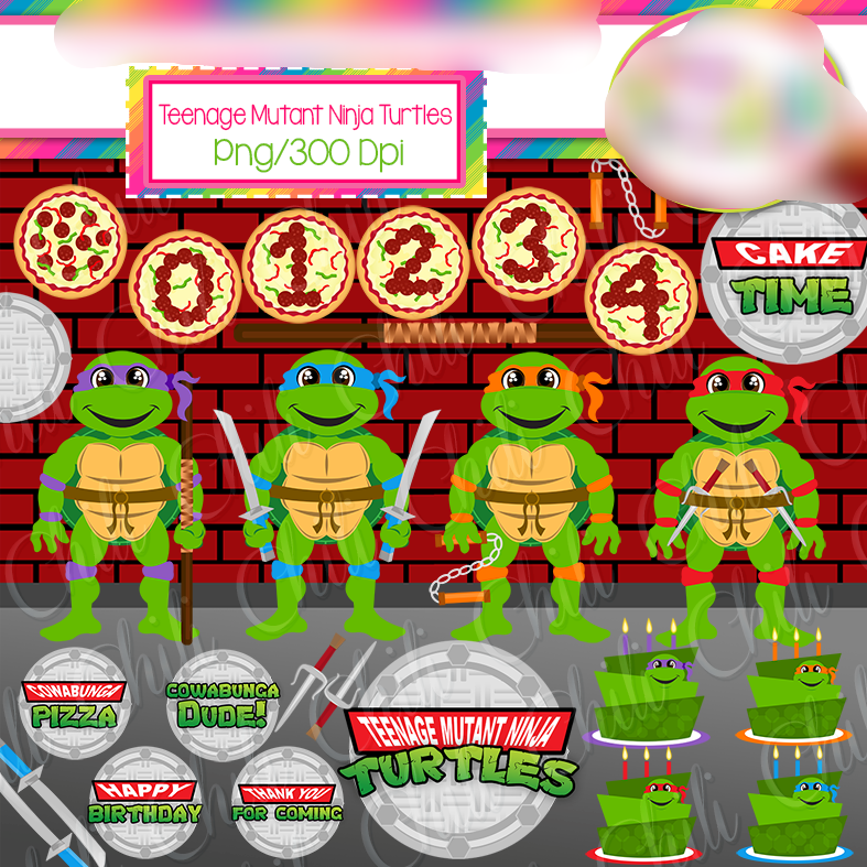 Turtle Ninja Chiliclipart Kit Digital Tartaruga Ninja - Imagem 1