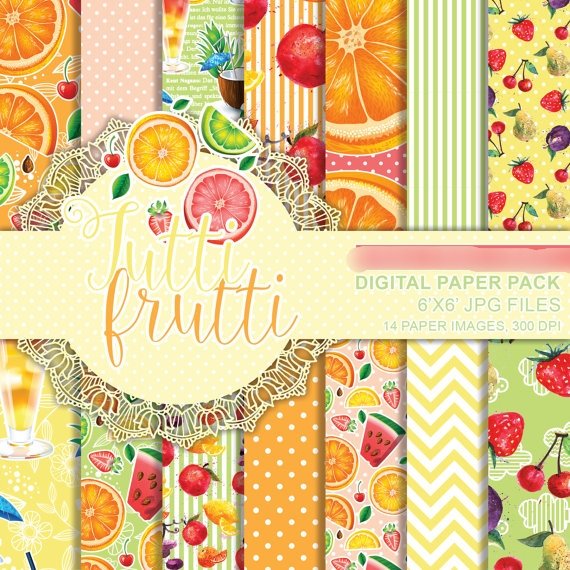 Tutti Frutti Kit Digital Papeis Tuti Fruti - Imagem 1