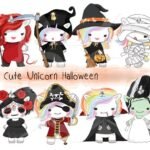 Kit Digital Unicornio Hallowen