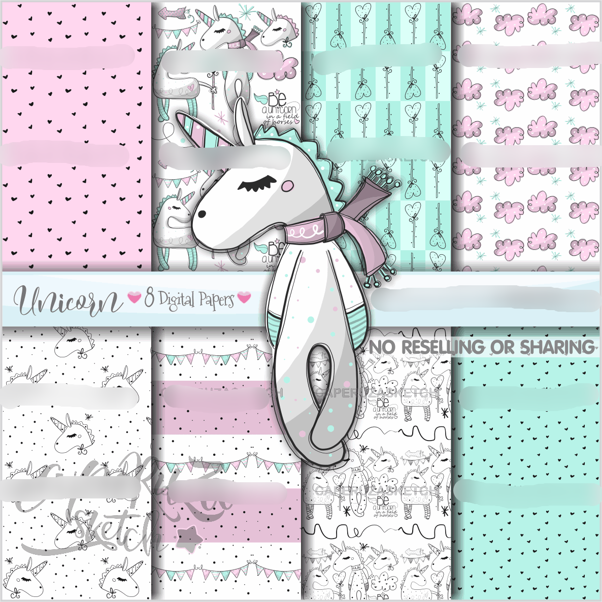Unicornio Papers Kit Digital Papeis Unicornio - Imagem 1
