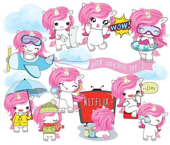 Unicornpinkset3 Kit Digital Unicornio Divertido - Imagem 1
