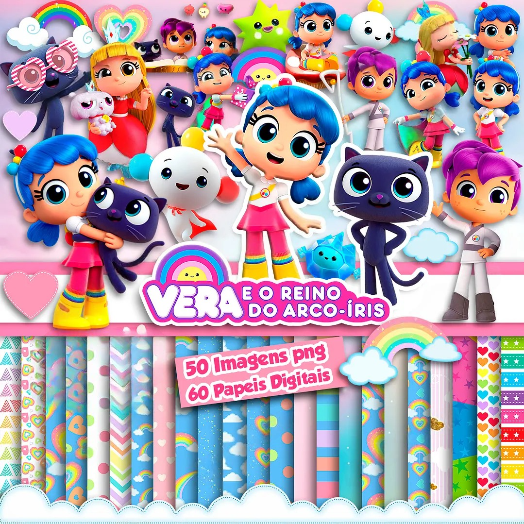 VERA E O REINO DO ARCO IRIS Kit Digital Papeis Vera e o Reino do Arco-Iris - Imagem 1