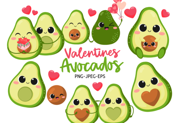 Valentines-Avocados-7462957 Kit Digital Abacates Fofinhos - Imagem 1