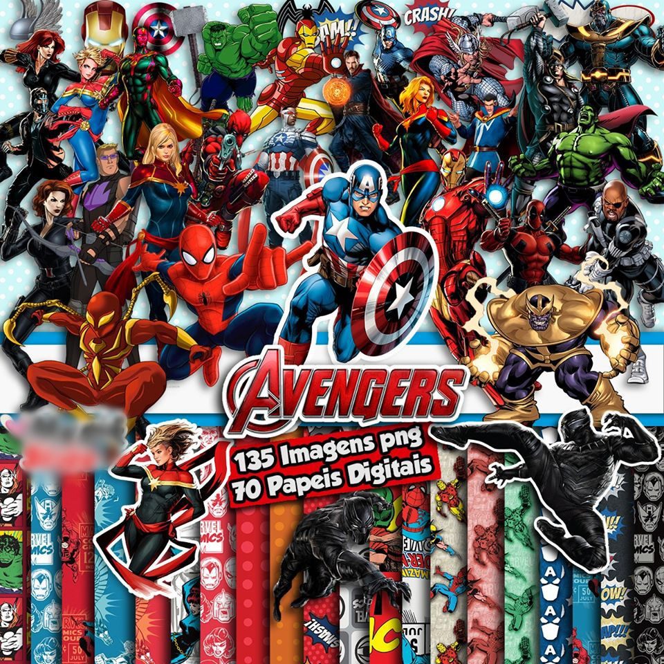 Vingadores Kit Digital Papeis Vingadores - Imagem 1