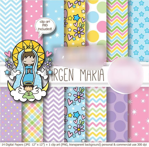 Virgen María Azul Kit Digital Papeis Virgem Maria Azul - Imagem 1