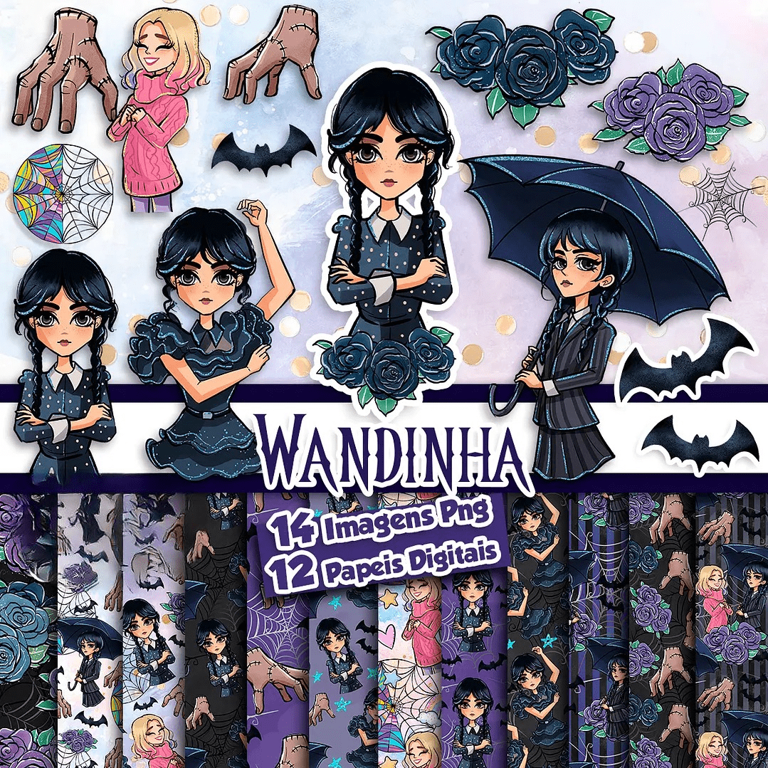 WANDINHA Kit Digital Papeis Wandinha - Imagem 1