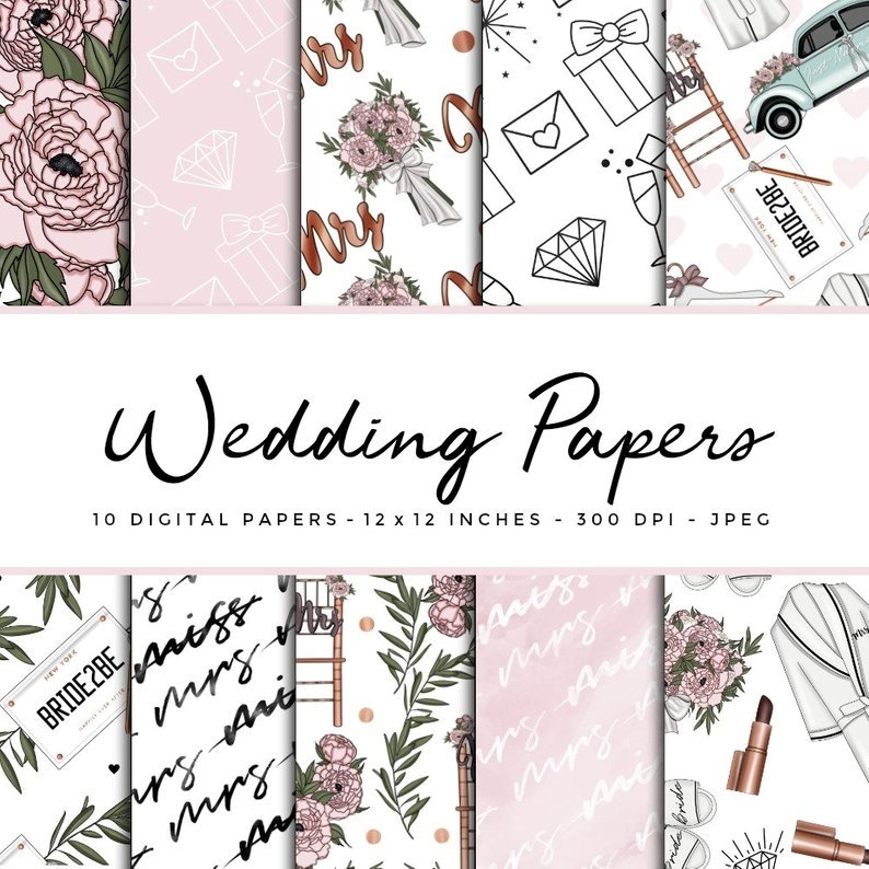 Wedding PP-ElleP Kit Digital Papeis Casamento - Imagem 1