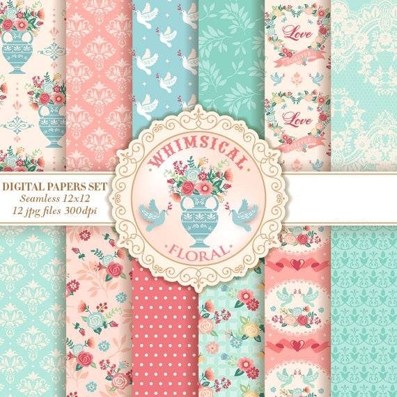 WhimsicalForal Kit Digital Papeis Floral Caprichoso - Imagem 1